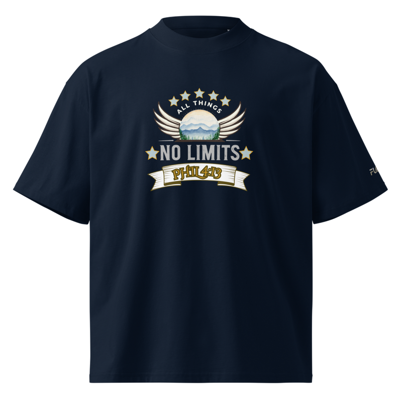 No Limits Banner Unisex Organic Oversized High Neck T-Shirt