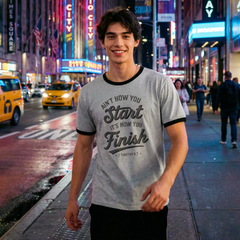 2Tim Border Grey Unisex Ringer T-Shirt