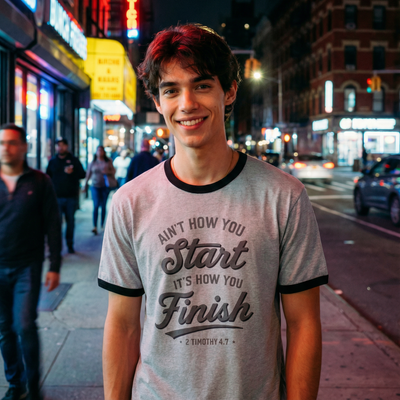 2Tim Border Grey Unisex Ringer T-Shirt