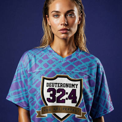 You Are Perfect Blue Boxy Football Jersey