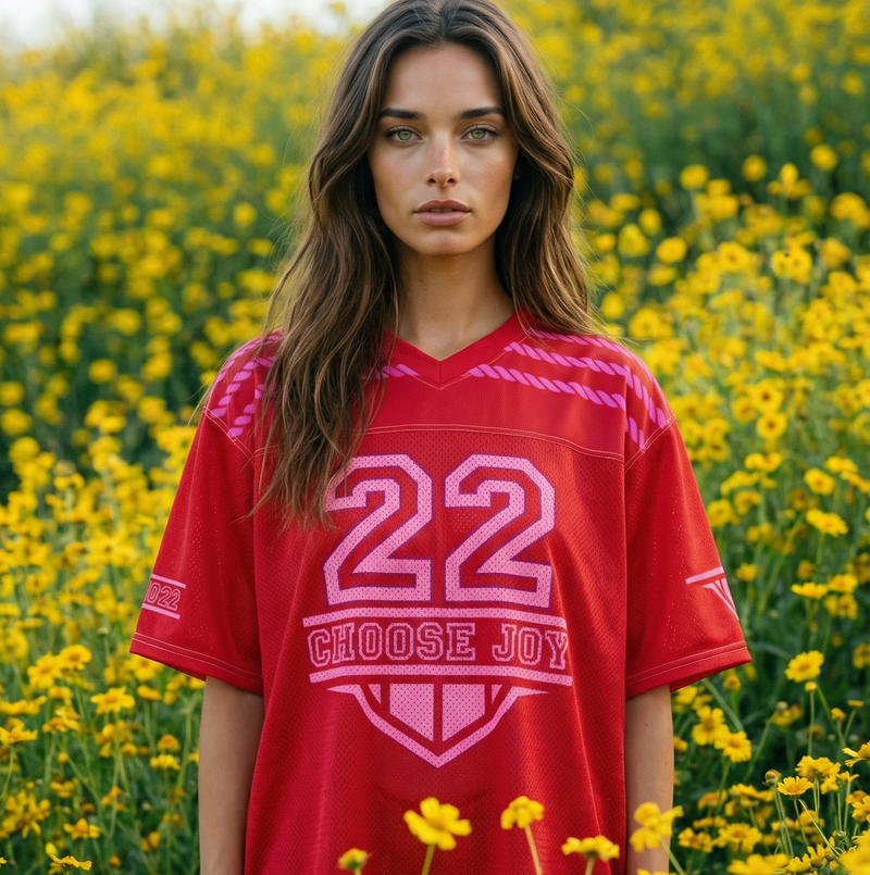 Choose Joy Red Boxy Football Jersey
