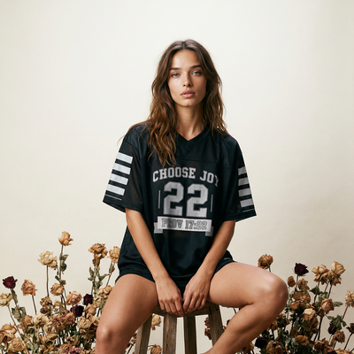 Choose Joy Black Boxy Football Jersey