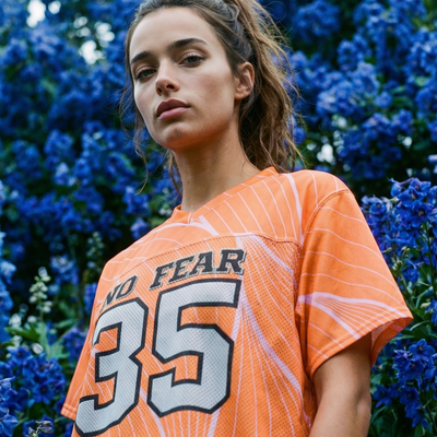 No Fear Orange Boxy Football Jersey